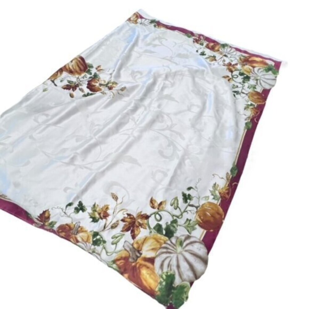 Fall Tablecloth Pumpkin Leaves Border Thanksgiving 59 x 84 Rectangle‎ Autumn